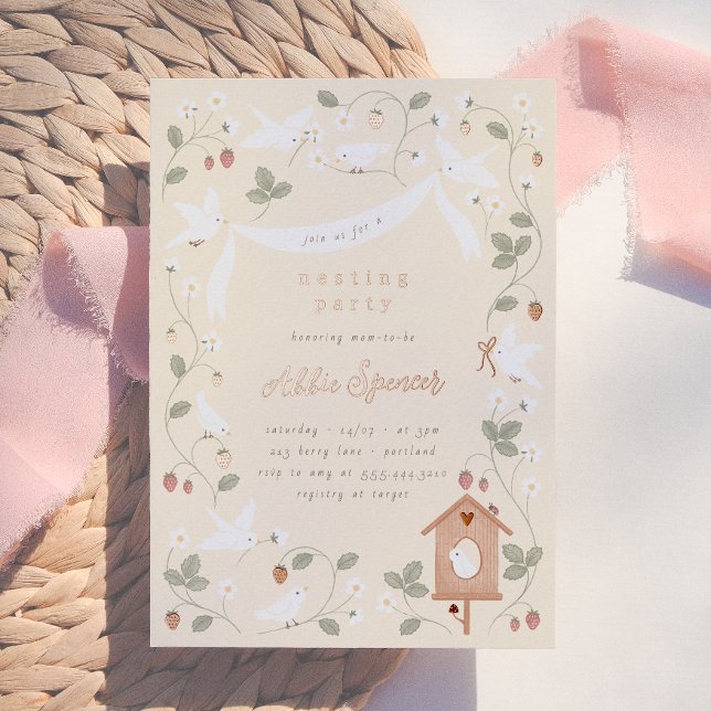 Invitation En Aluminium Birds & Berries Nesting Party Baby Shower (Créateur téléchargé)