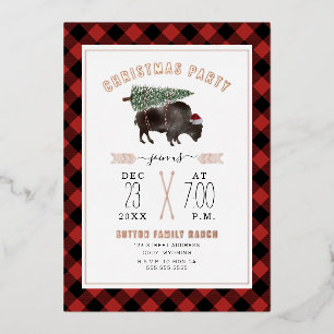 Invitation En Aluminium Bison Buffalo à carreaux de Noël Arbre de fête
