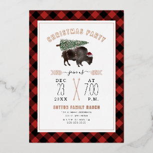 Invitation En Aluminium Bison Buffalo Plaid Christmas Tree Fête