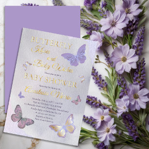 Invitation En Aluminium Bisous de papillon et vœux de bébé Fille Baby Show