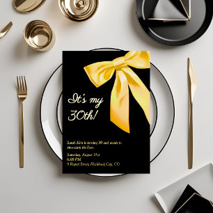 Invitation En Aluminium Black and Gold Foil "It’s My 30th!" Glam élégant