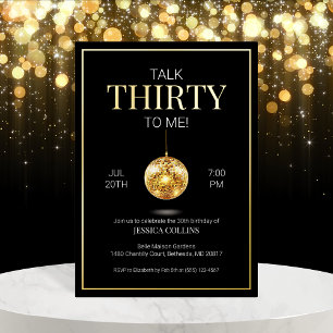 Invitation En Aluminium Black and Gold Talk Trente à moi 30e anniversaire