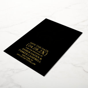 Invitation En Aluminium Black Gold Foil Enregistrer l'Invitation de date  