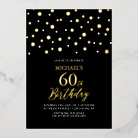 Black & Gold Hexagon Confetti 60e fête d'anniversa