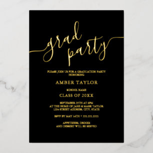 Invitation En Aluminium Black Gold Modern Graduation Party