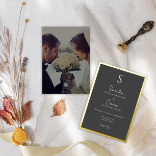 Invitation En Aluminium Black Modern Elegant Photo Minimale