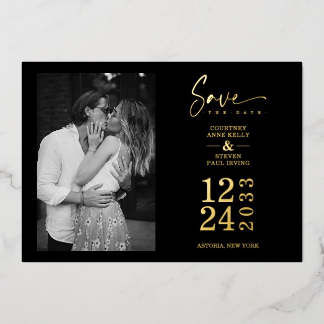 Invitation En Aluminium Black Nice Trend Romantique Mariage Couple Photo (Recto)
