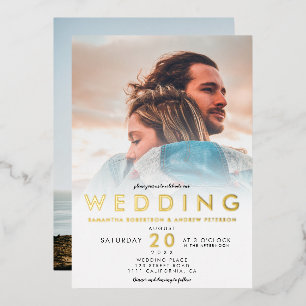 Invitation En Aluminium Blanc moderne ombre simple 2 photos mariage