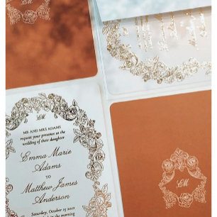 Invitation En Aluminium Blason de mariage élégant baroque monogramme