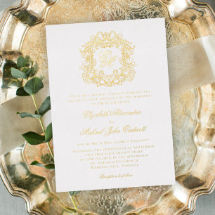 Invitation En Aluminium Blason de monogramme formel Mariage élégant tout e