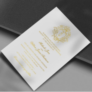 Invitation En Aluminium Blason Monogramme Régence Vintage Mariage Réel