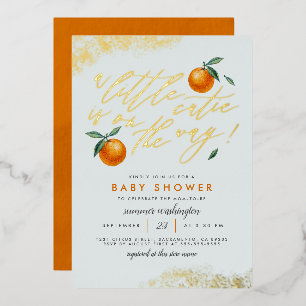 Invitation En Aluminium Bleu Chic Un Petit Baby shower Orange Cutie