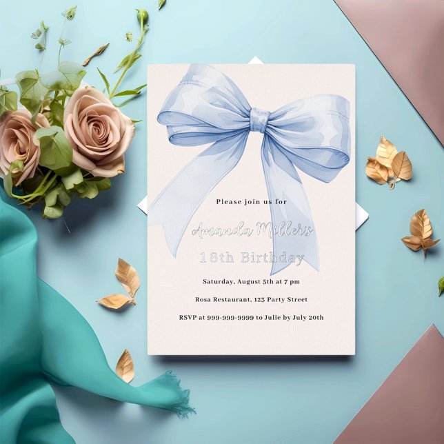 Invitation En Aluminium Bleu crème beige argent (Créateur téléchargé)