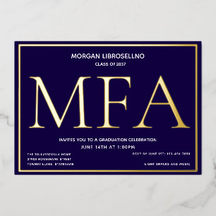 Invitation En Aluminium Bleu Gold MFA Graduation