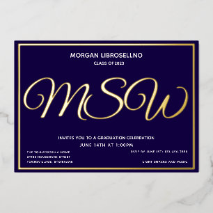 Invitation En Aluminium Bleu Gold MSW Graduation