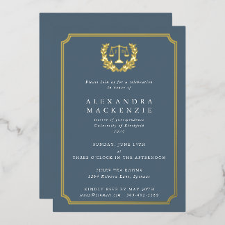 Invitation En Aluminium Bleu-gris JD Law School Party