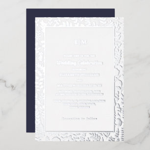 Invitation En Aluminium Bleu Marine   Silver Elegant Luxe Mariage Real