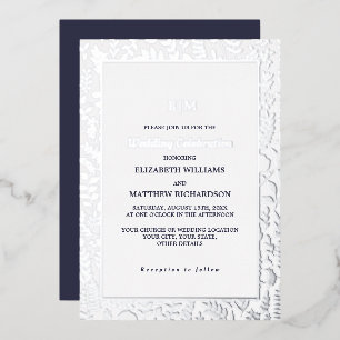 Invitation En Aluminium Bleu Marine   Silver Elegant Luxury Mariage 