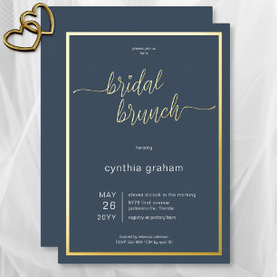 Invitation En Aluminium Bleu opulent Moderne Minimal Brunch nuptial