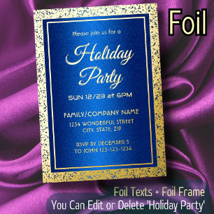 Invitation En Aluminium Bleu Royal Luxueux et Or pour Toutes les Occasions
