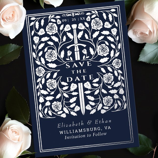 Invitation En Aluminium Bleu Royal Médiéval Mariage d'épée Enregistrer la  (Créateur téléchargé)
