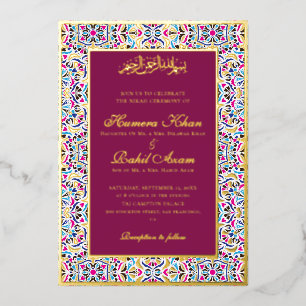 Invitation En Aluminium Bleu Royal Turquoise Ivoire Motif Floral Mariage M