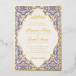 Invitation En Aluminium Bleu Royal Turquoise Ivoire Motif Floral Mariage M