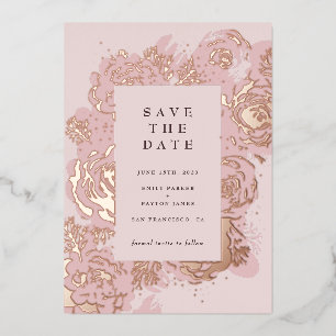 Invitation En Aluminium Blooms d'or roses