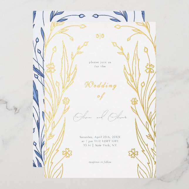 Invitation En Aluminium Blue Buttercup Wedding (Recto/Verso)