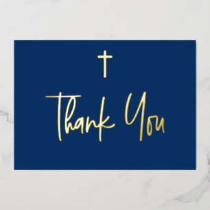 Invitation En Aluminium Blue Nom du garçon Première communion Merci Gold C