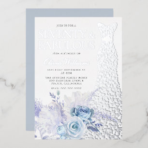 Invitation En Aluminium Blue Rose 70e anniversaire fête Argent