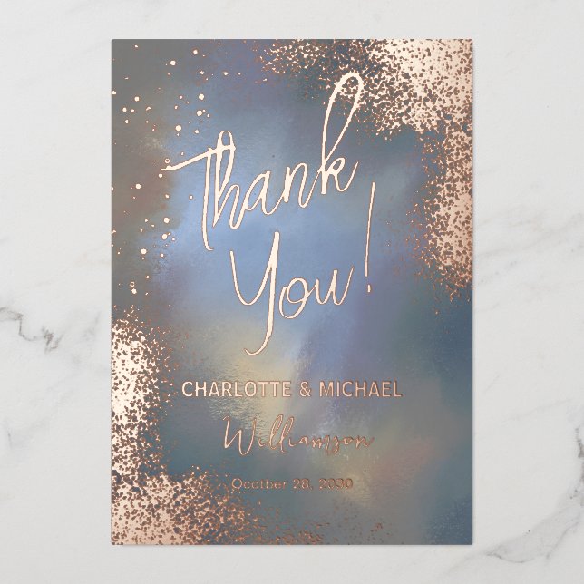 Invitation En Aluminium Blue Sparkle Photo Overlay Mariage Merci (Recto)