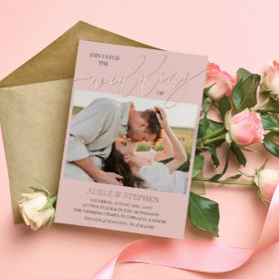 Invitation En Aluminium Blush Rejoignez-nous Script Photos Double Mariage