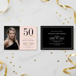 Invitation En Aluminium Blush Rose 50 Et Fabuleux Photo Or