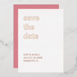 Invitation En Aluminium Blush Rose Blanc Économisez la Date Rose Gold