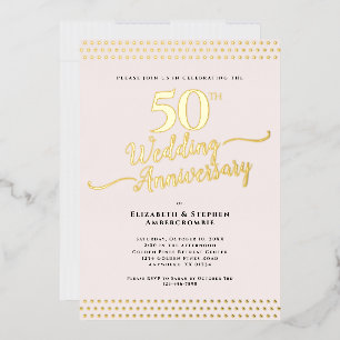 Invitation En Aluminium Blush rose Elégant 50e anniversaire Mariage or