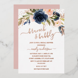 Invitation En Aluminium Blush Rose Gold Marine Brunch Et Bubbly Bridal