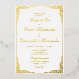 Invitation En Aluminium Boda de oro élégante éditable