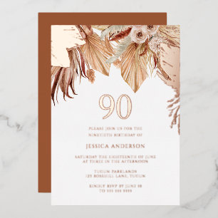 Invitation En Aluminium Bohème Bohème Floral 90ème anniversaire Rose de fê