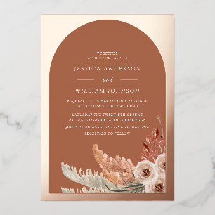 Invitation En Aluminium Bohème moderne Mariage Floral Rose Or