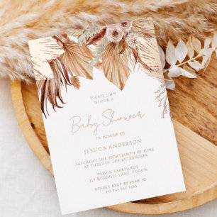 Invitation En Aluminium Bohemian Dream Floral Baby shower Rose or