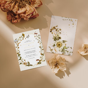 Invitation En Aluminium Boho Automne Fleur Sauvage Mariage Botanique
