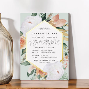 Invitation En Aluminium Boho Blooms Bat mitzvah Floral moderne