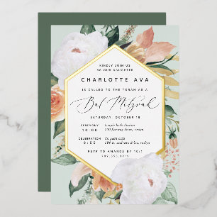 Invitation En Aluminium Boho Blooms Bat mitzvah Floral moderne