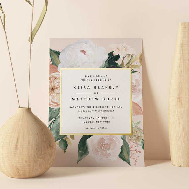 Invitation En Aluminium Boho Blooms Mariage Floral moderne (Créateur téléchargé)
