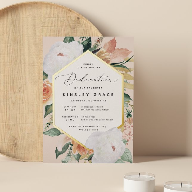 Invitation En Aluminium Boho Blooms Moderne Floral Baby Dedication (Créateur téléchargé)