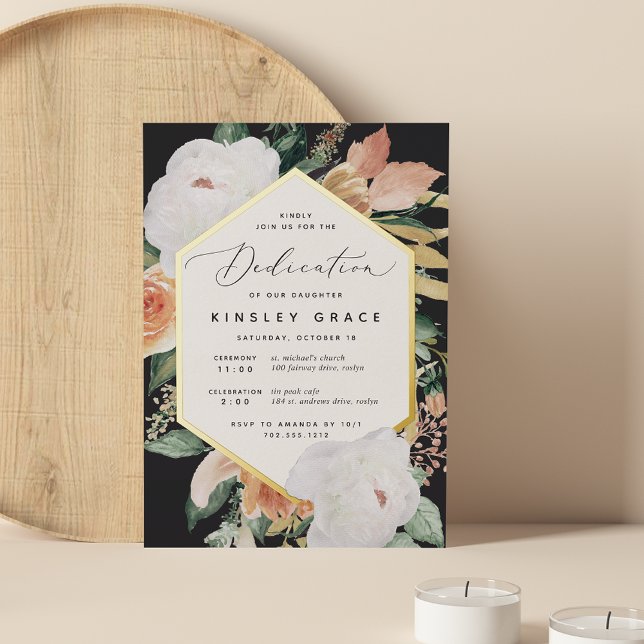 Invitation En Aluminium Boho Blooms Moderne Floral Baby Dedication (Créateur téléchargé)