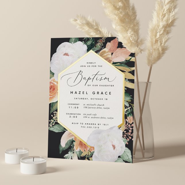 Invitation En Aluminium Boho Blooms Moderne Floral Baptême (Créateur téléchargé)