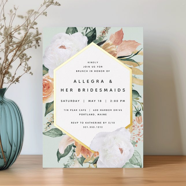 Invitation En Aluminium Boho Blooms Moderne Floral Bridesmaitres Brunch (Créateur téléchargé)