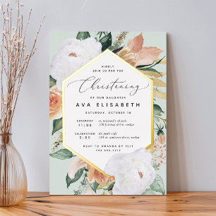 Invitation En Aluminium Boho Blooms Moderne Floral Christening